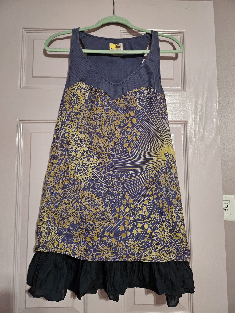 Rare 2000s Free People silk floral overlay racerback mini dress/tunic